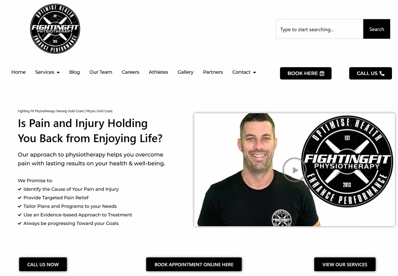 Fighting Fit Physiotherapy website designed by YCV Web Design